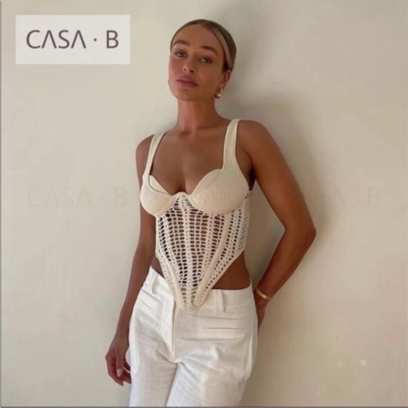NEW💫CASA B| Siren Crochet Bustier Corset Top in Bone - Picture 5 of 11